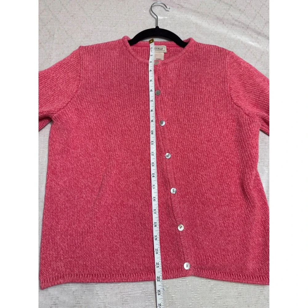 L.L.Bean Women M Pink Cozy Cotton Cardigan Durable Craftsmanship Button Front